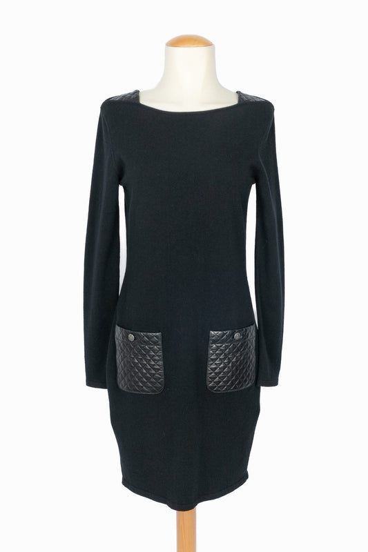 Robe en laine et cuir Chanel