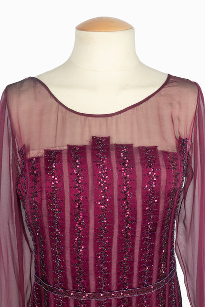 Robe ancienne en soie violette