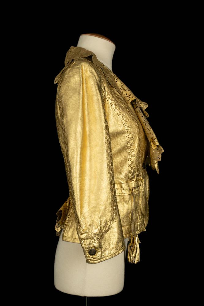 Veste en cuir doré Cavalli