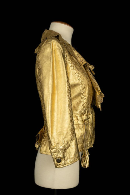 Veste en cuir doré Cavalli