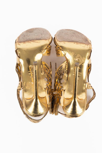 Escarpins en cuir doré Sergio Rossi