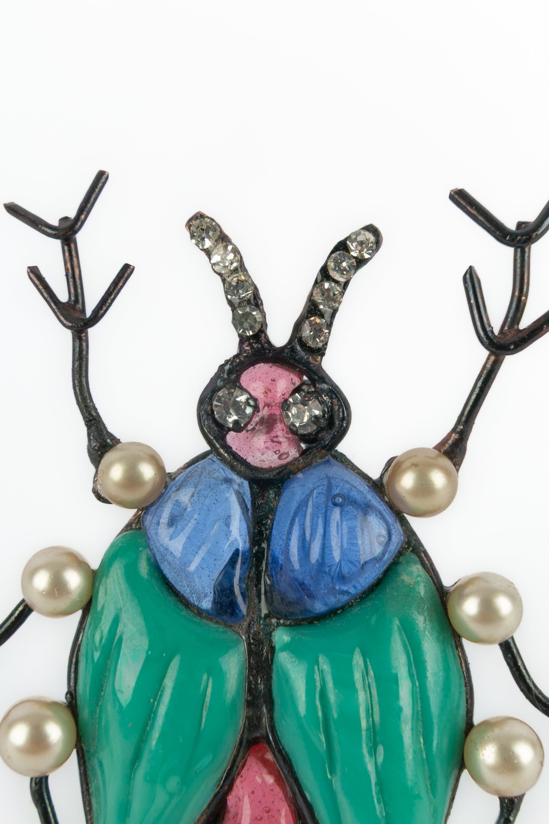 Broche insecte en pâte de verre Loulou de la Falaise