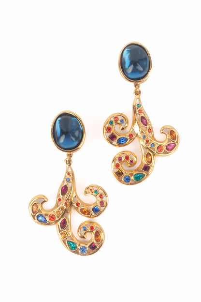 Boucles d'oreilles strass Yves Saint Laurent