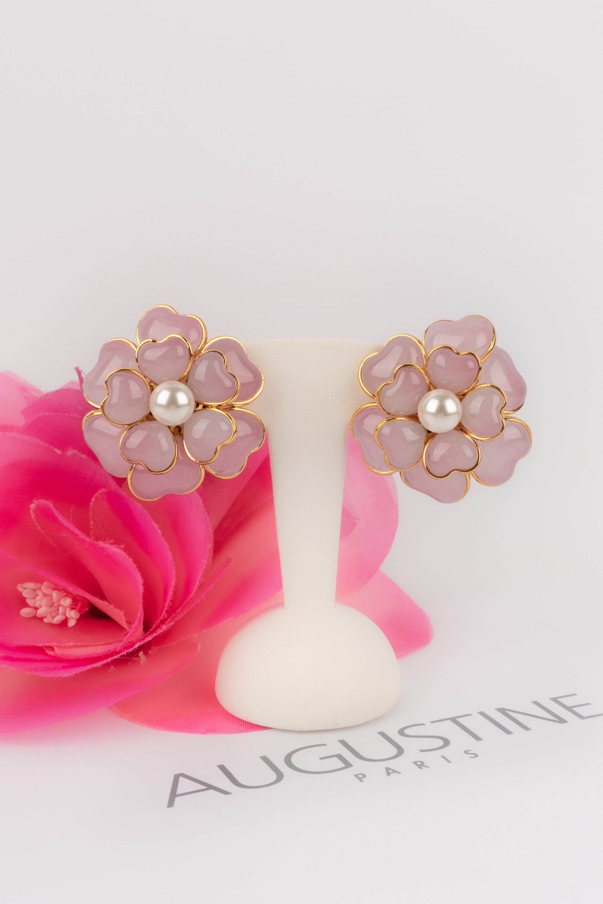 Boucles d'oreilles roses Augustine