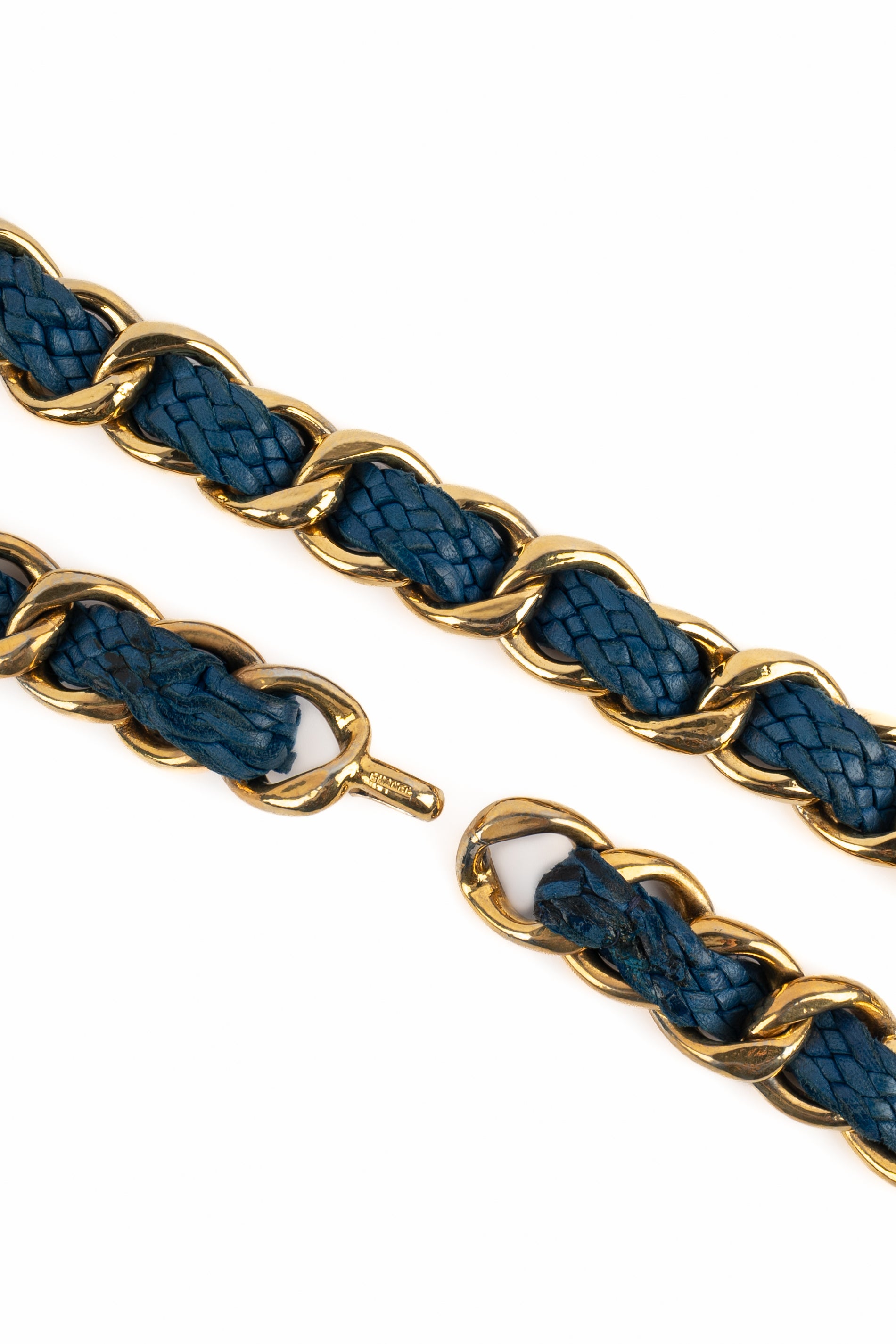 Ceinture en cuir bleu Chanel 1990's