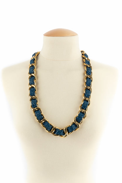 Ceinture en cuir bleu Chanel 1990's