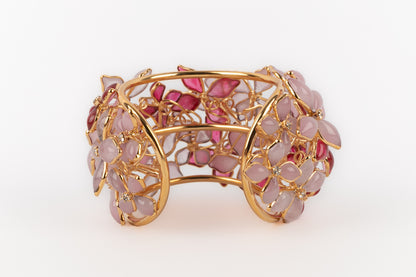 Bracelet de fleurs roses Augustine