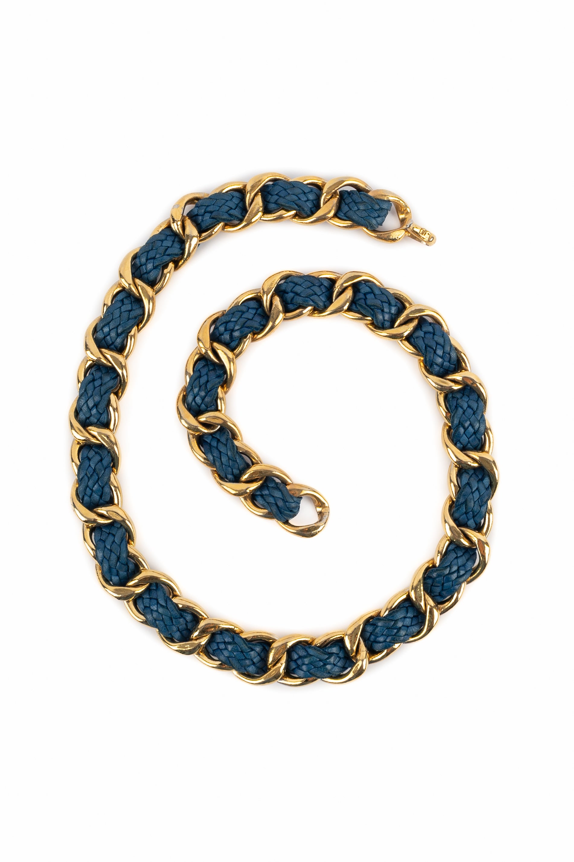 Ceinture en cuir bleu Chanel 1990's