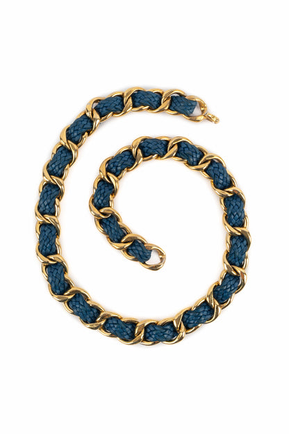 Ceinture en cuir bleu Chanel 1990's