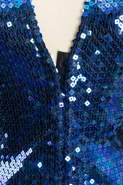 Gilet bleu à sequins Chantal Thomass