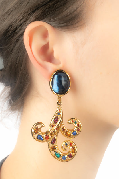 Boucles d'oreilles strass Yves Saint Laurent
