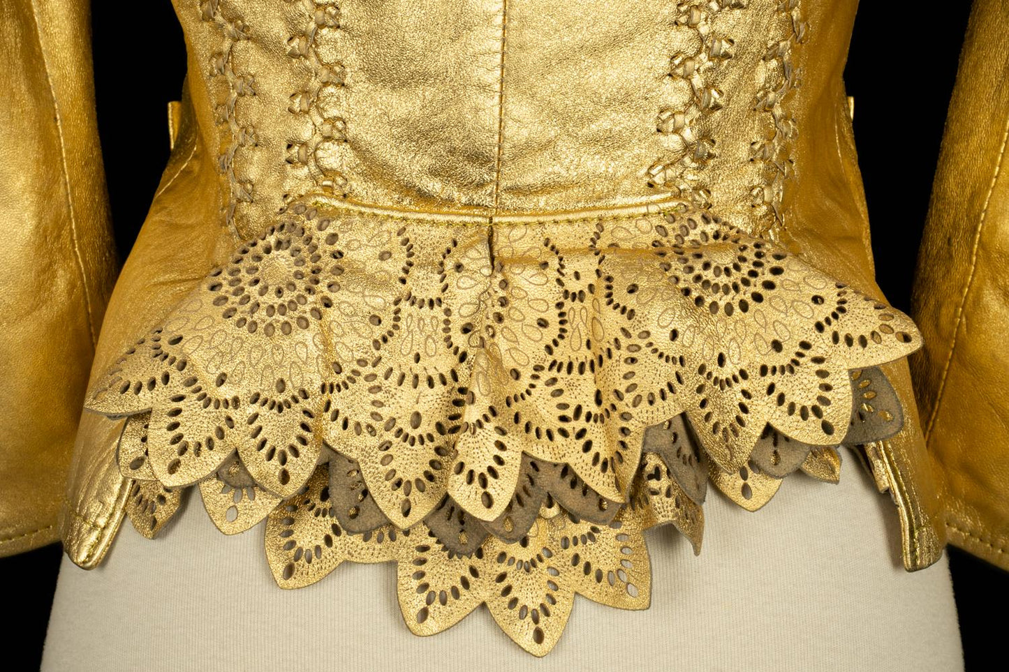 Veste en cuir doré Cavalli