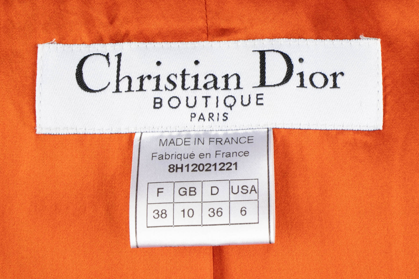Veste orange Dior Automne 1998