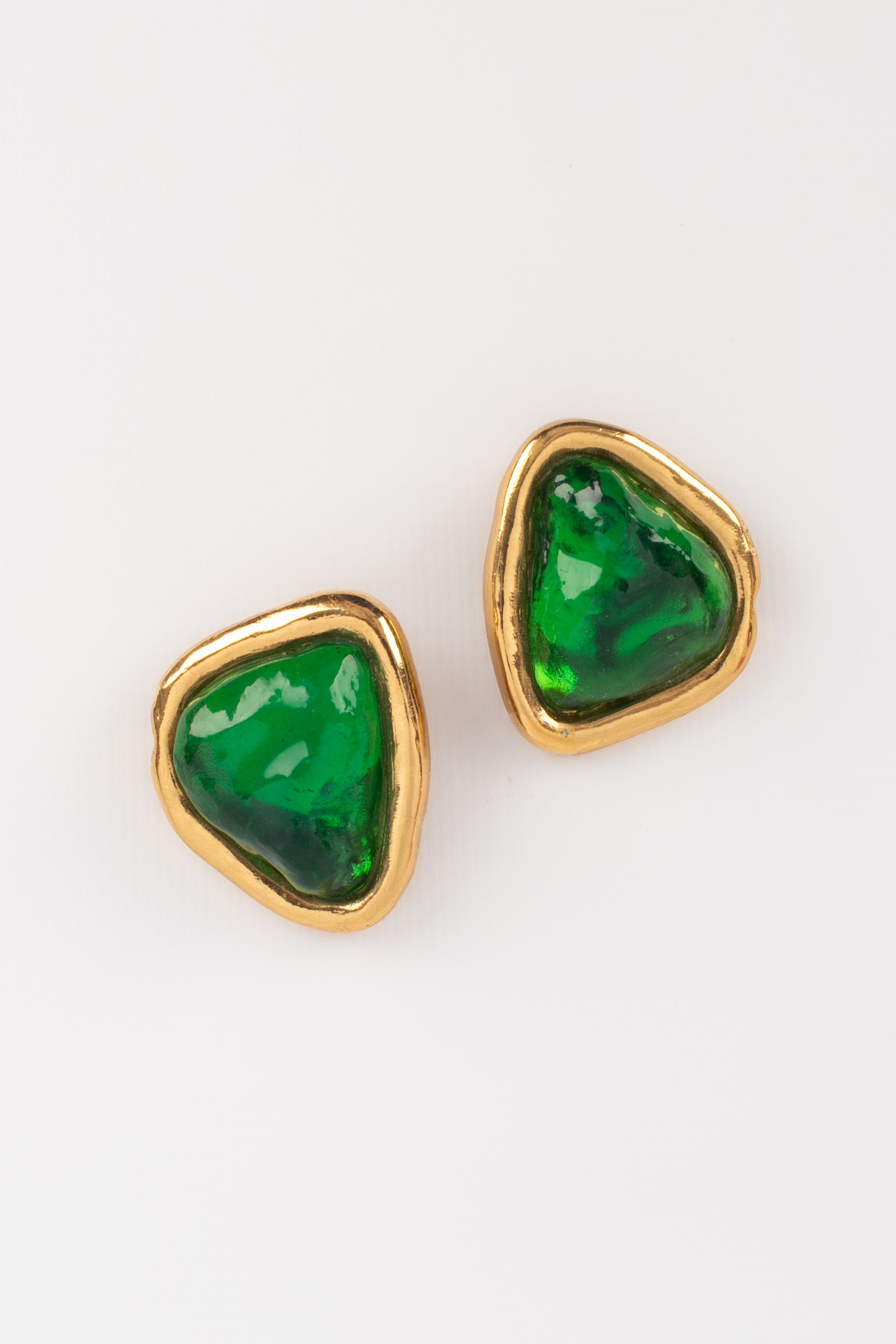 Boucles d'oreilles vertes Yves Saint Laurent