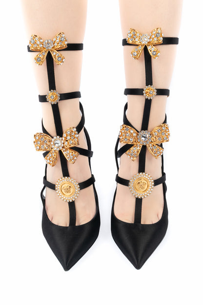 Escarpins en satin noir Versace