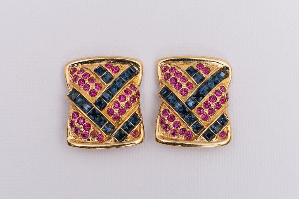 Boucles d'oreilles dorées Yves Saint Laurent