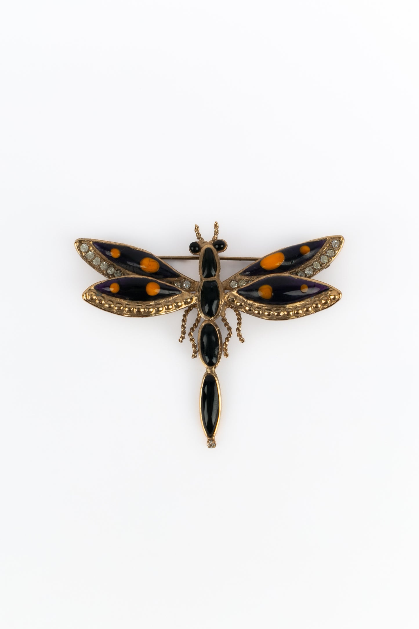 Broche libellule en pâte de verre