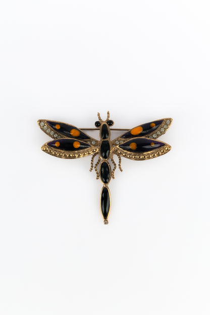 Broche libellule en pâte de verre