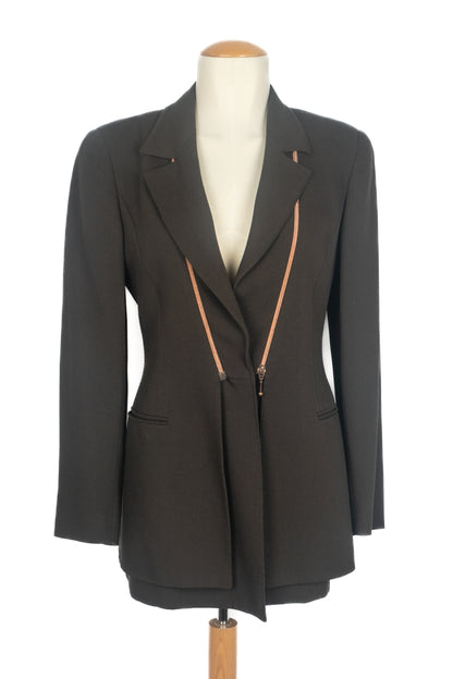 Claude Montana double jacket in brown wool blend