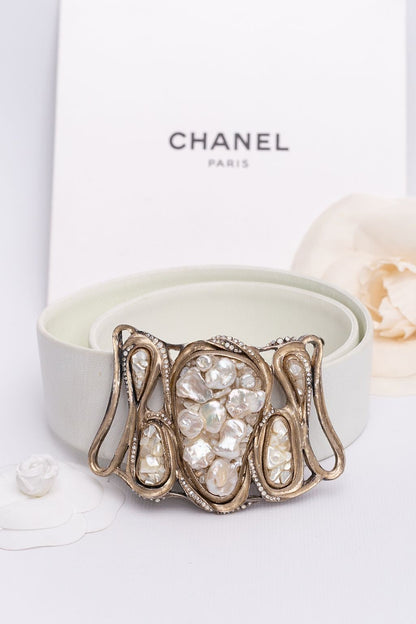 Ceinture en cuir blanc Chanel