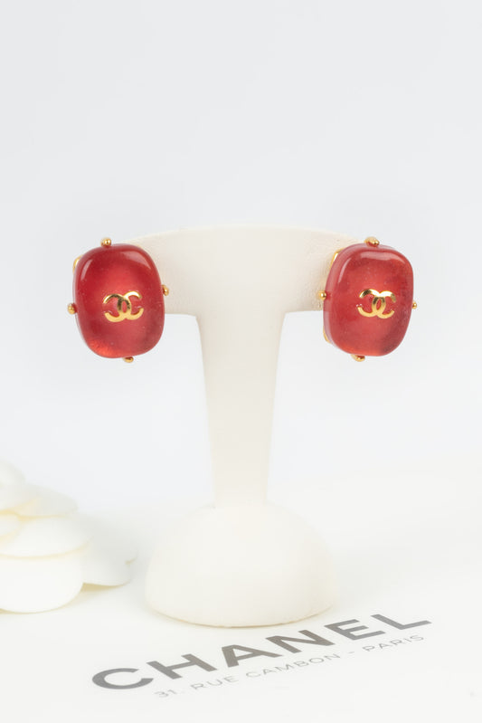 Boucles d'oreilles roses Chanel Automne 1997