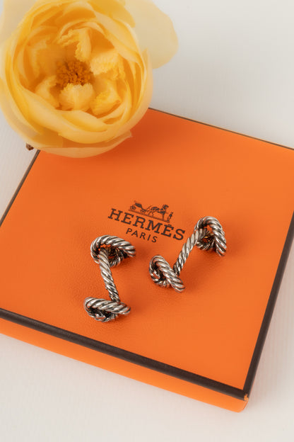 Boutons de manchette en argent Hermès