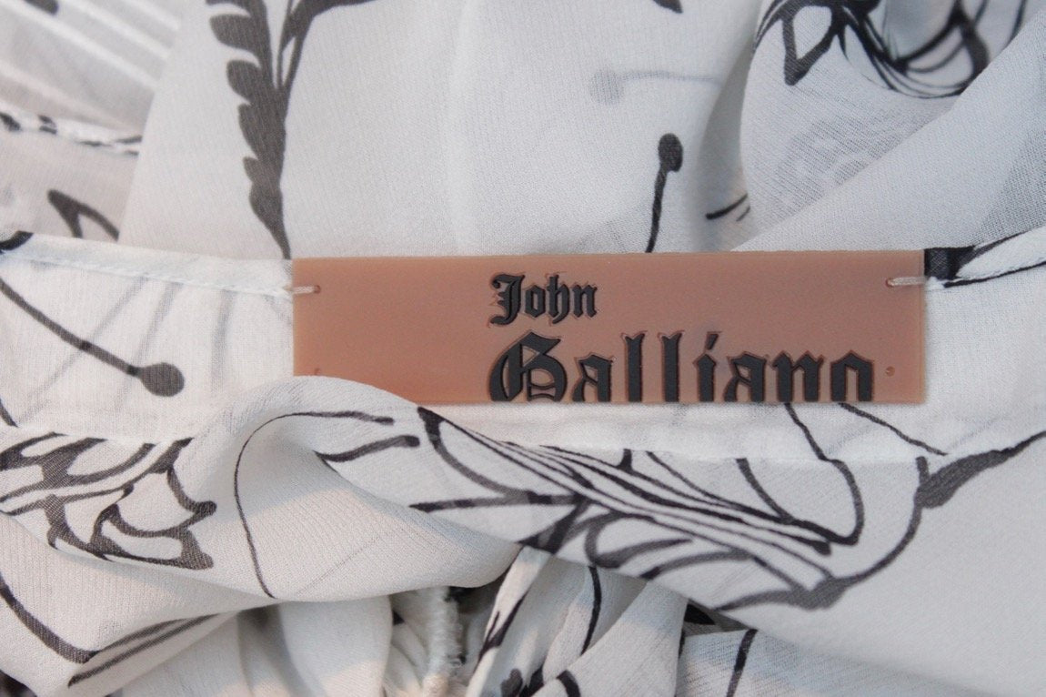 Top en soie blanche et noire John Galliano