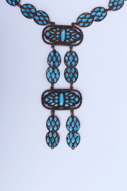 Collier en pâte de verre turquoise 1925s