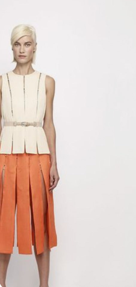 paule ka orange dress Paule Ka Silk Ruffled Dress