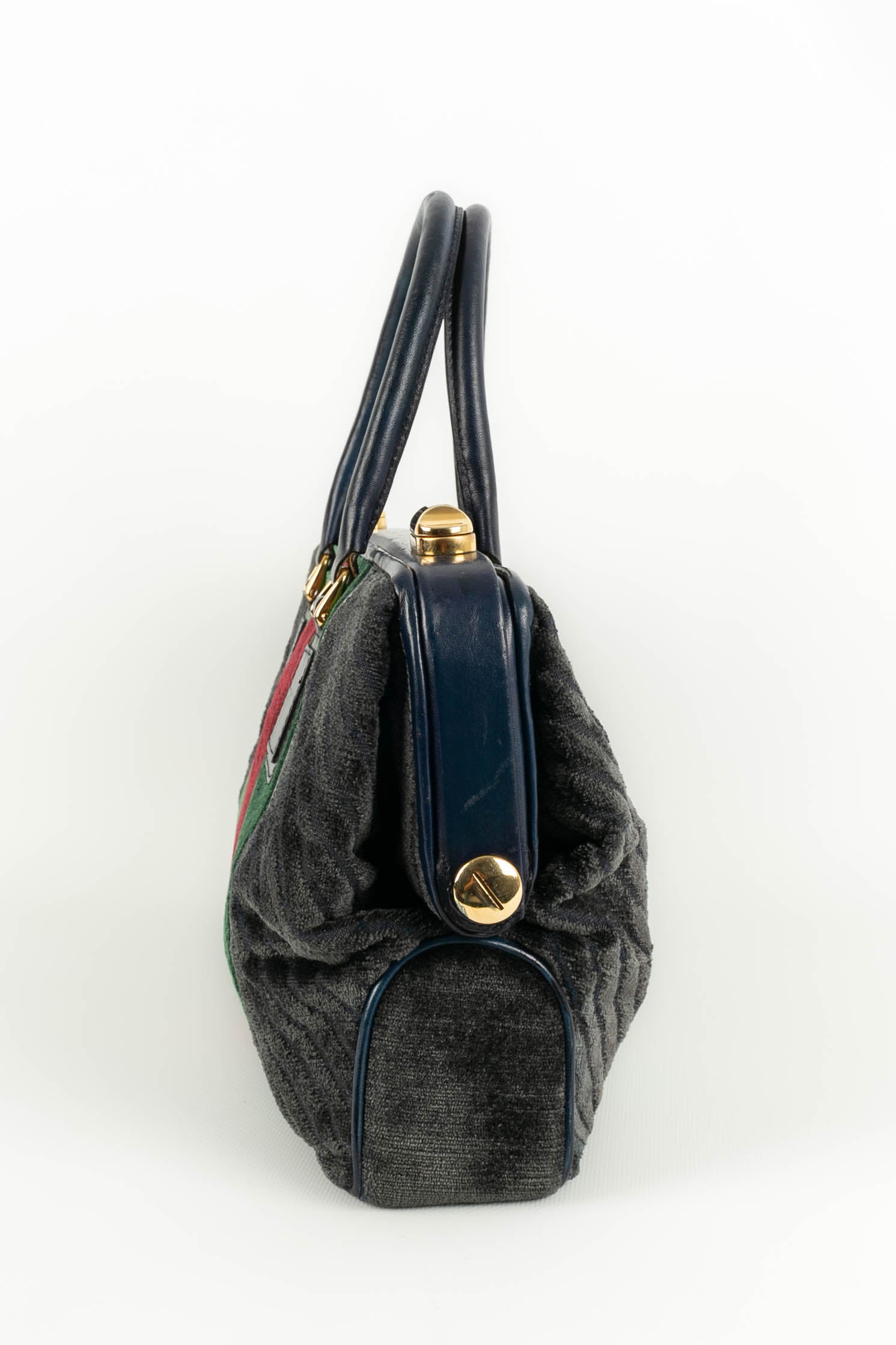 Sac en velours et cuir