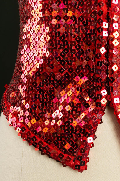 Gilet rouge à sequins Chantal Thomass