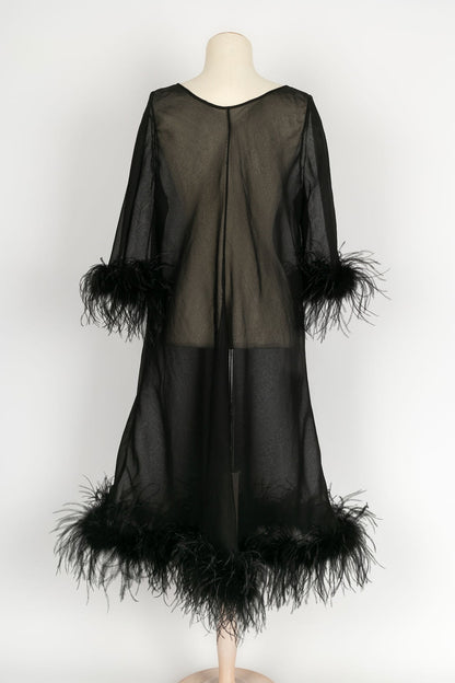 Robe vintage en soie et plumes