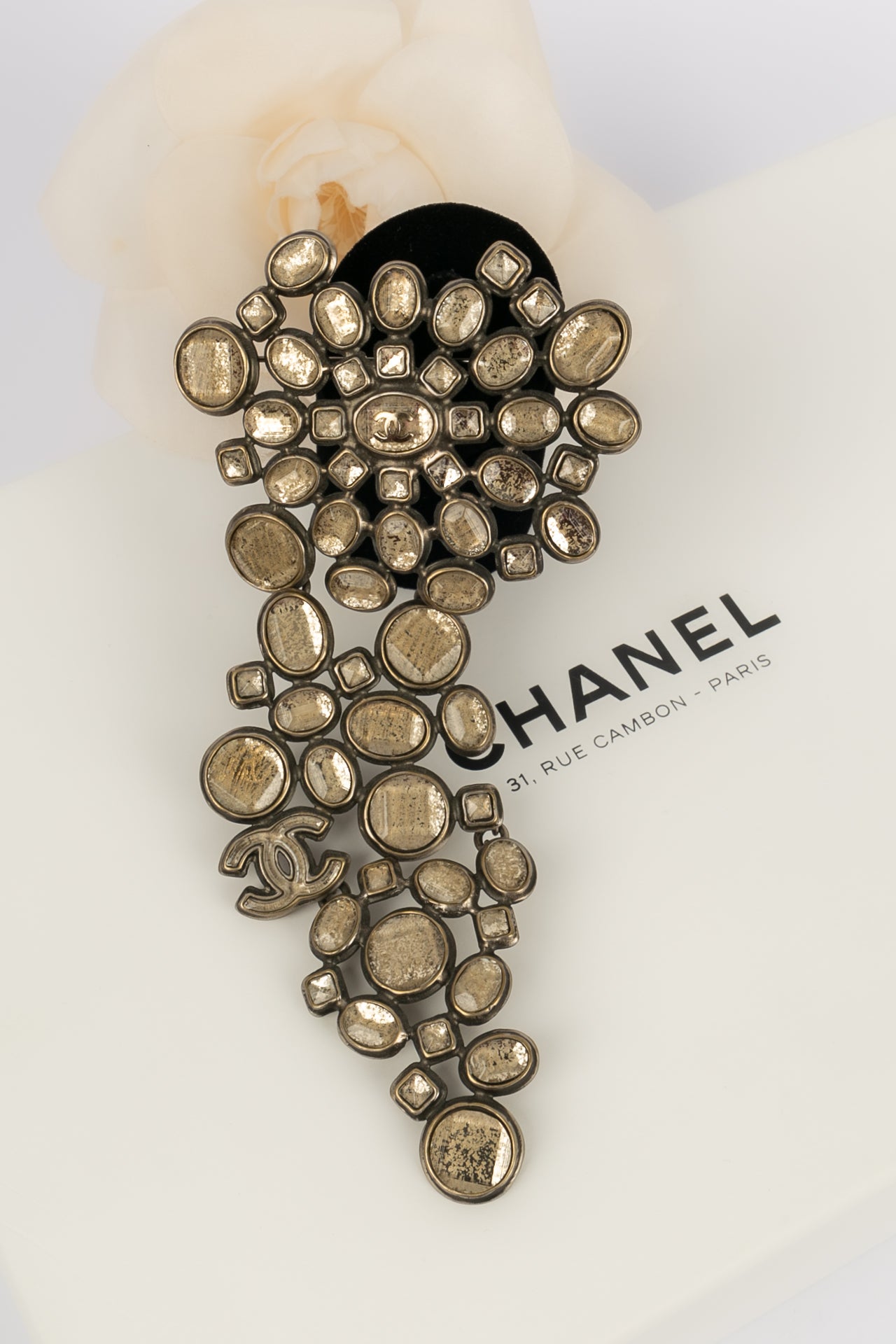 Chanel Silver Large CC Pin Brooch at 1stDibs
