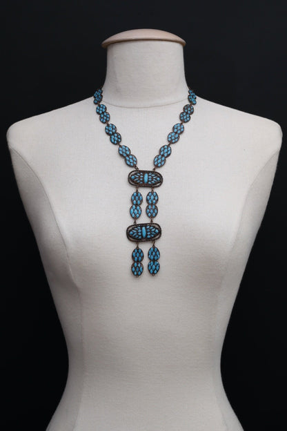 Collier en pâte de verre turquoise 1925s