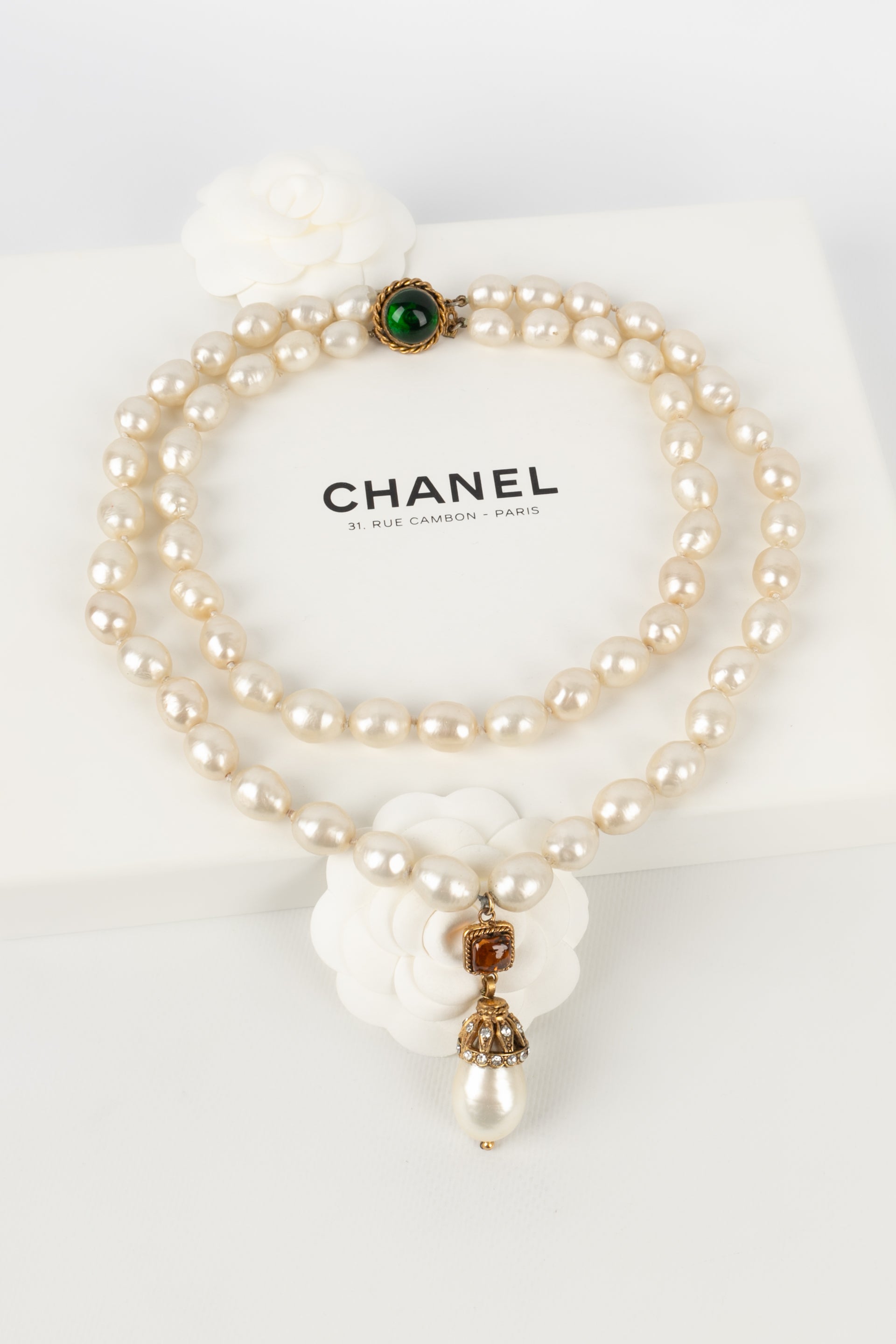 Chanel Gold Metal and Faux Pearl Snowflake Brooch - Yoogi's Closet