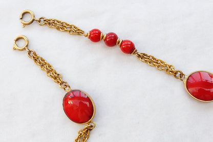 Collier doré en pâte de verre Chanel (Attribué à)