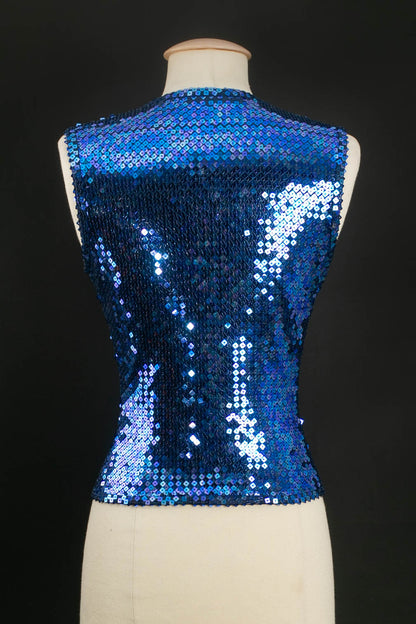 Gilet bleu à sequins Chantal Thomass