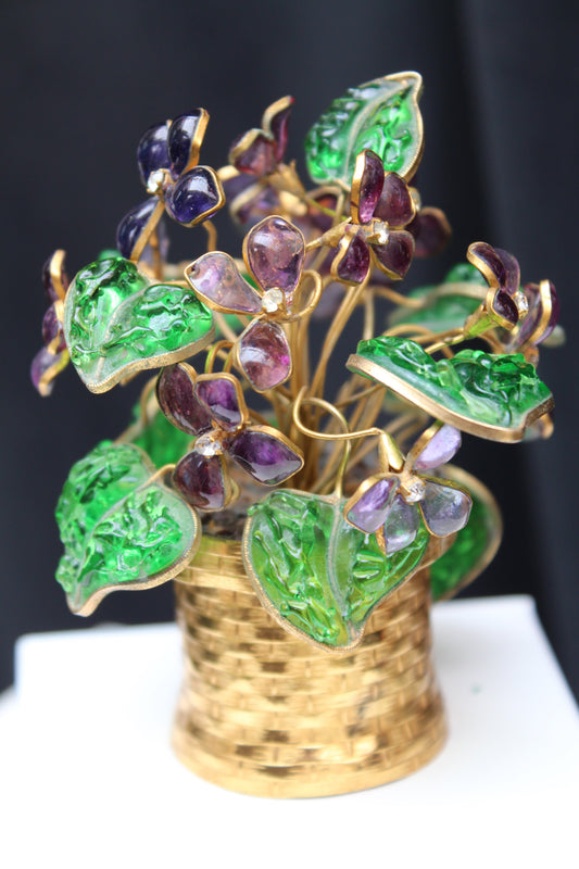 Bouquet de violettes en pâte de verre