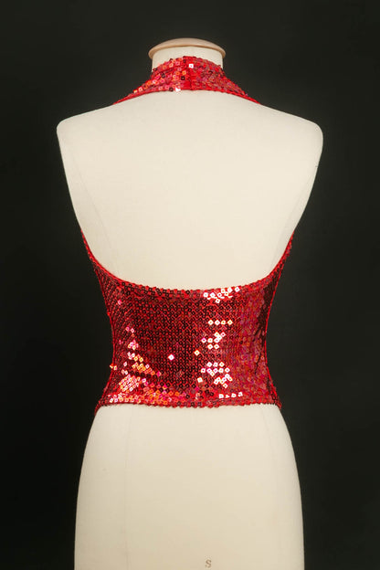 Gilet rouge à sequins Chantal Thomass