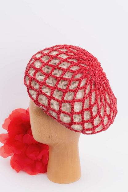 Béret en mohair rouge et blanc