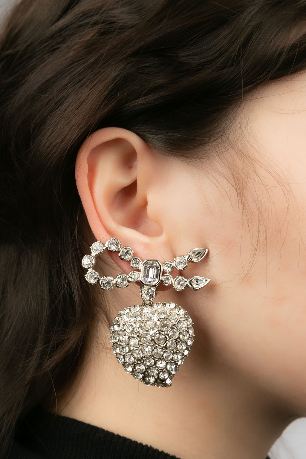 Boucles d'oreilles strass Yves Saint Laurent