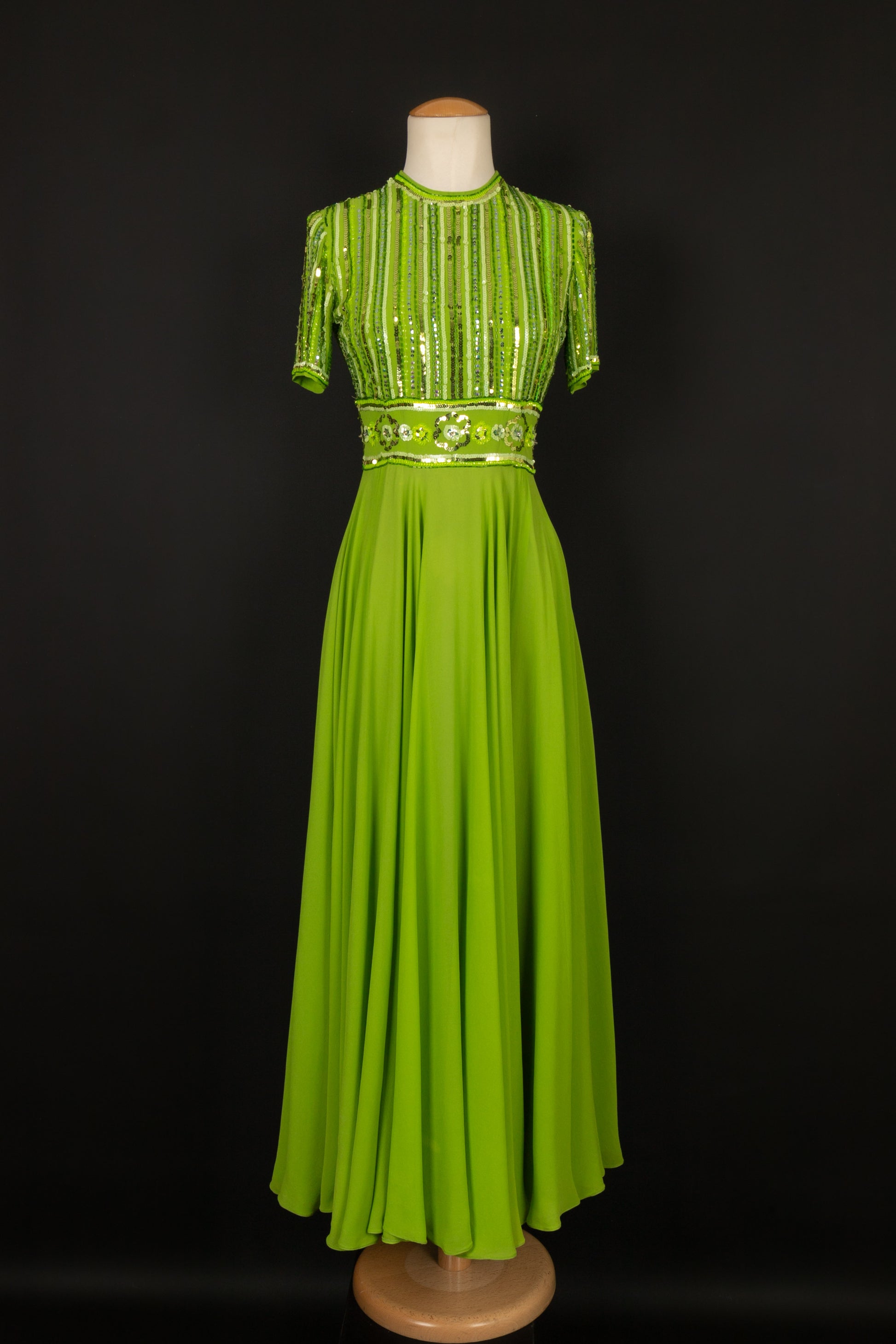 Robe verte en soie Carven 