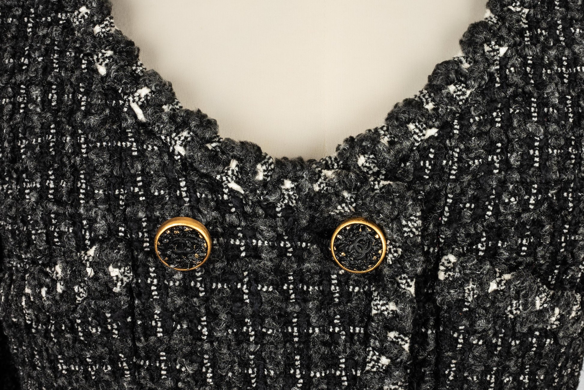 chanel black and gold dress
