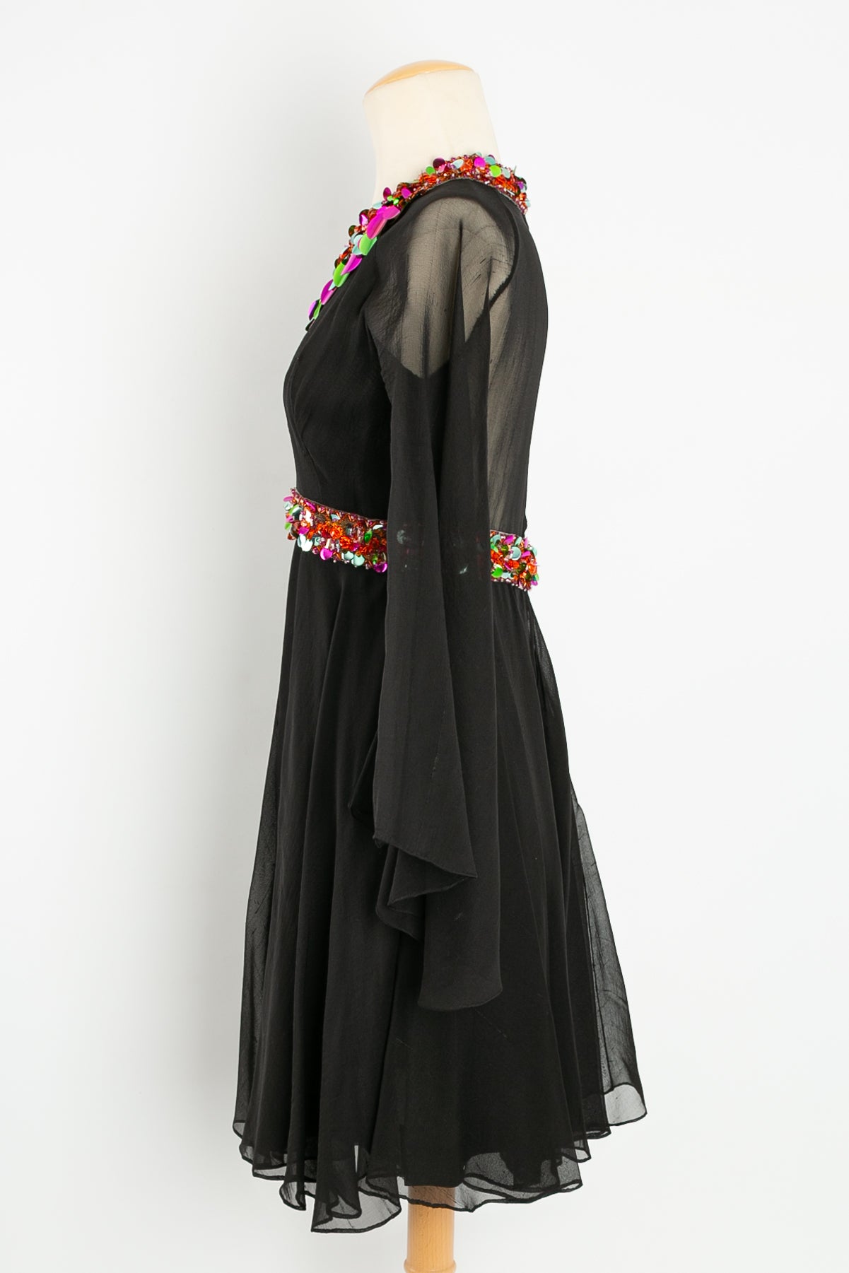 Black chiffon dress with sequins Les Merveilles De Babellou Black chiffon dress with sequins Les Merveilles De Babellou