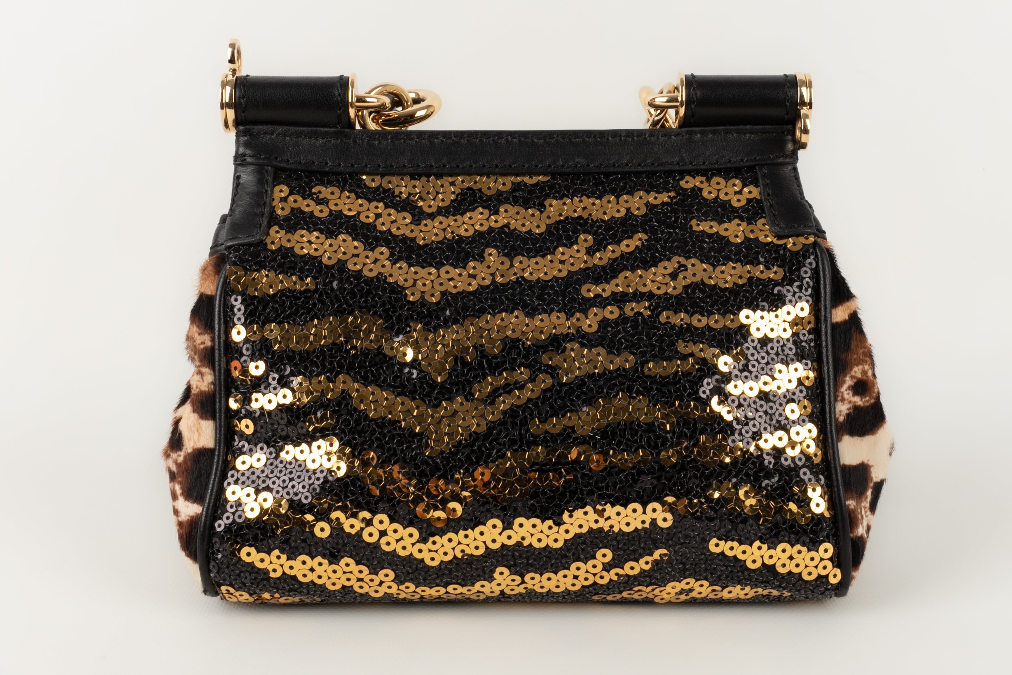 Dolce and gabbana gold sequin online bag