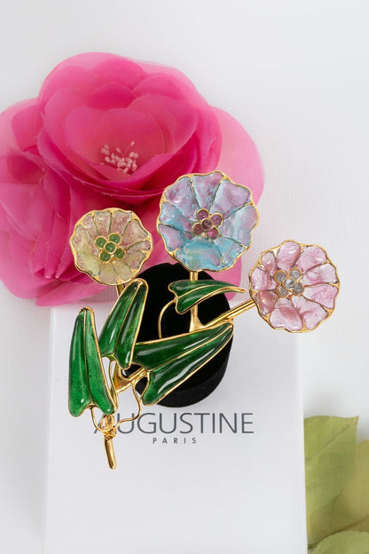 Broche fleurs en pâte de verre Augustine