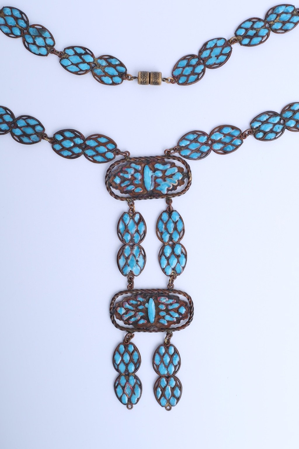 Collier en pâte de verre turquoise 1925s