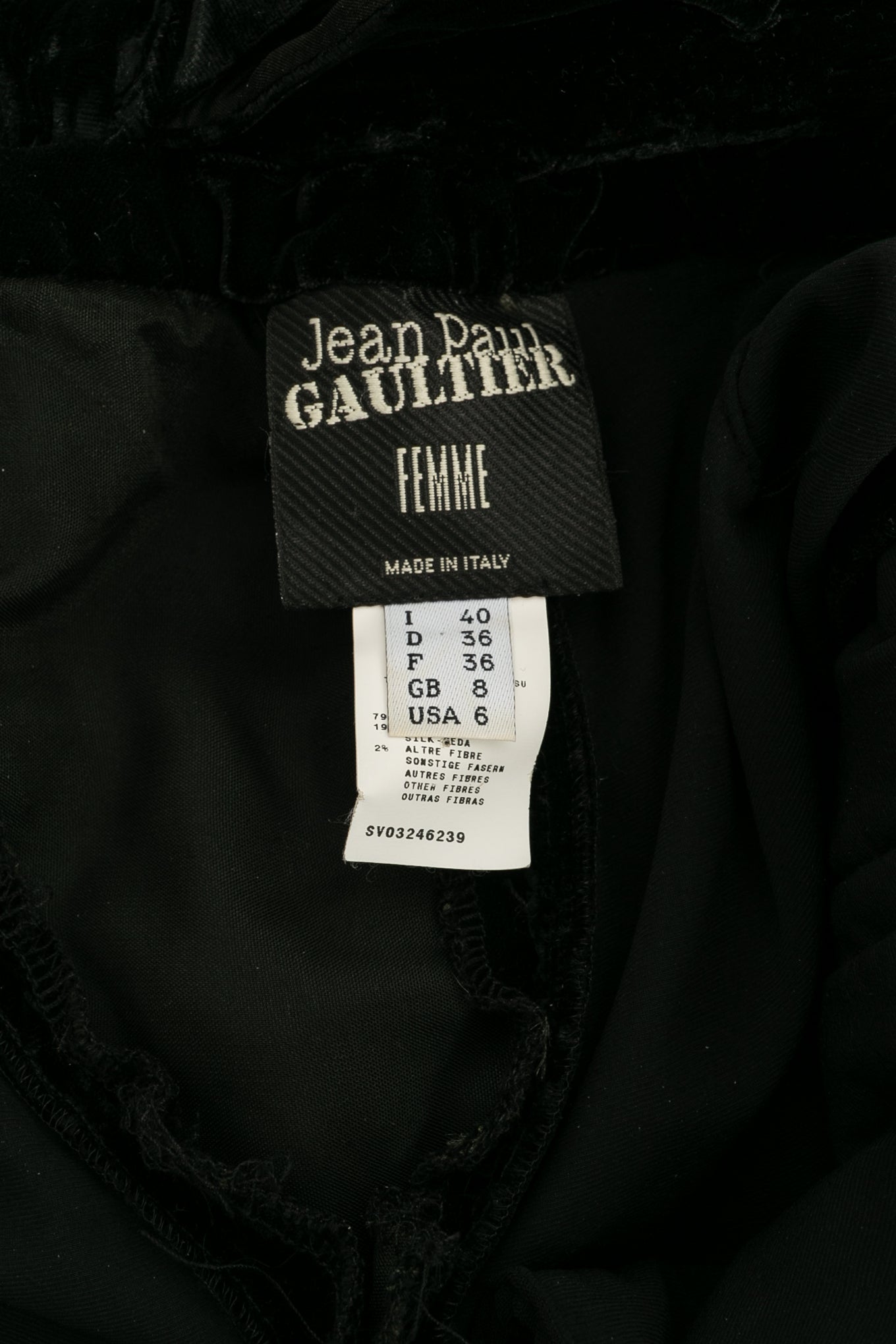 Pantalon pantacourt en velours Jean-Paul Gaultier
