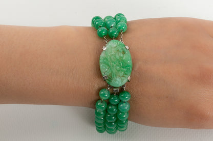 Bracelet en pâte de verre verte