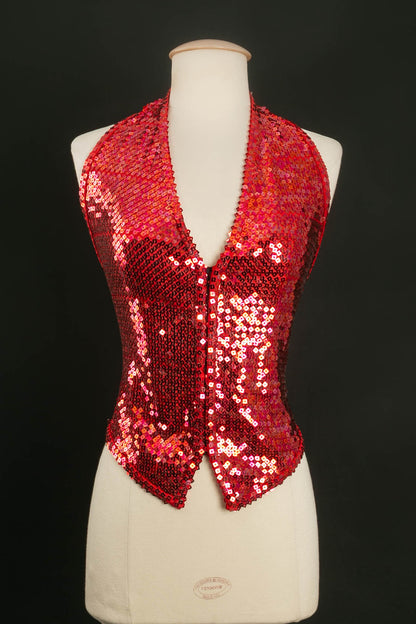 Gilet rouge à sequins Chantal Thomass